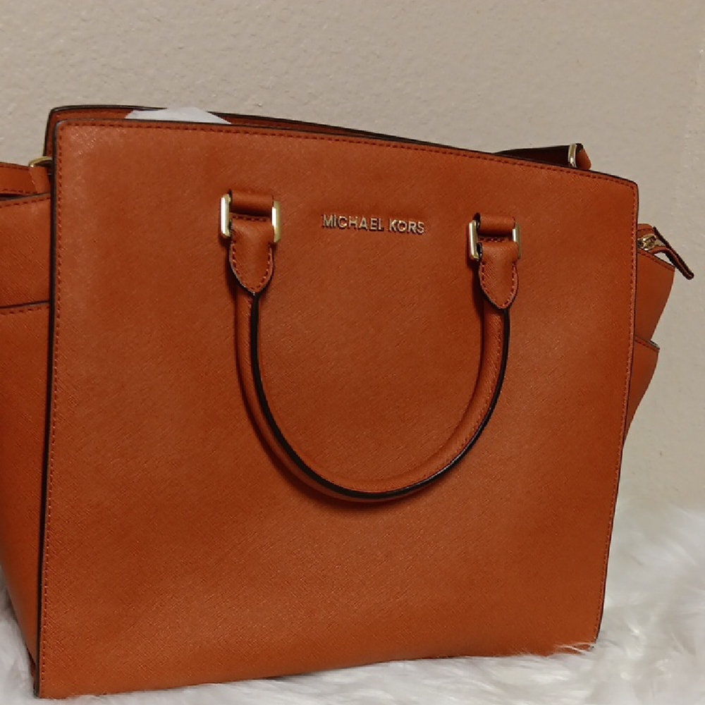 Michael Kors Large Orange Satchel with Gold Hardware
